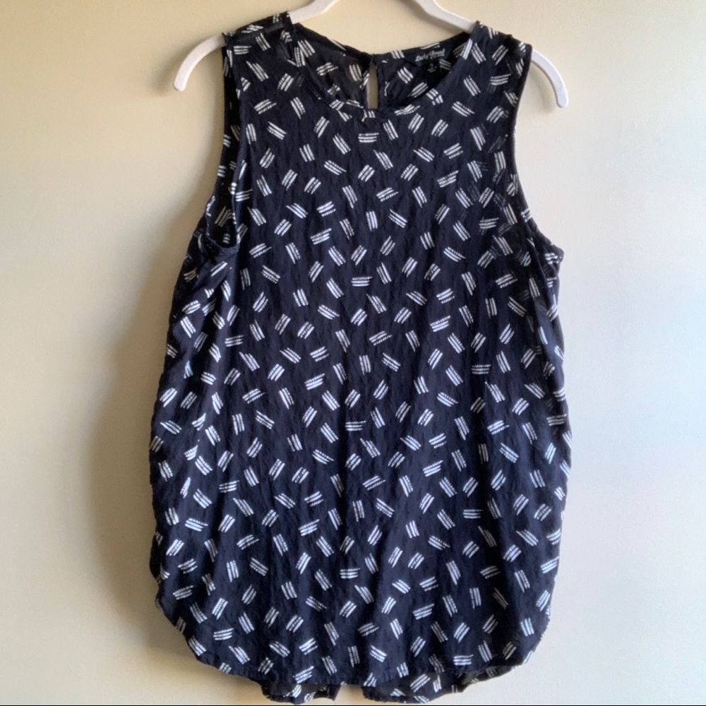 Lucky Brand Black and White Distressed Bohemian Tank Top